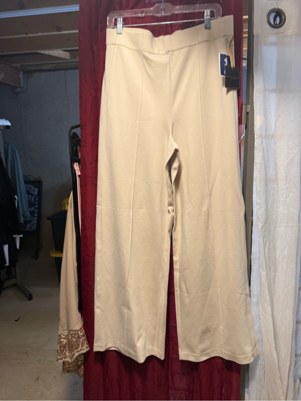 Christian Siriano Beige High-Waist Wide Leg Pants - Picture 2 of 7